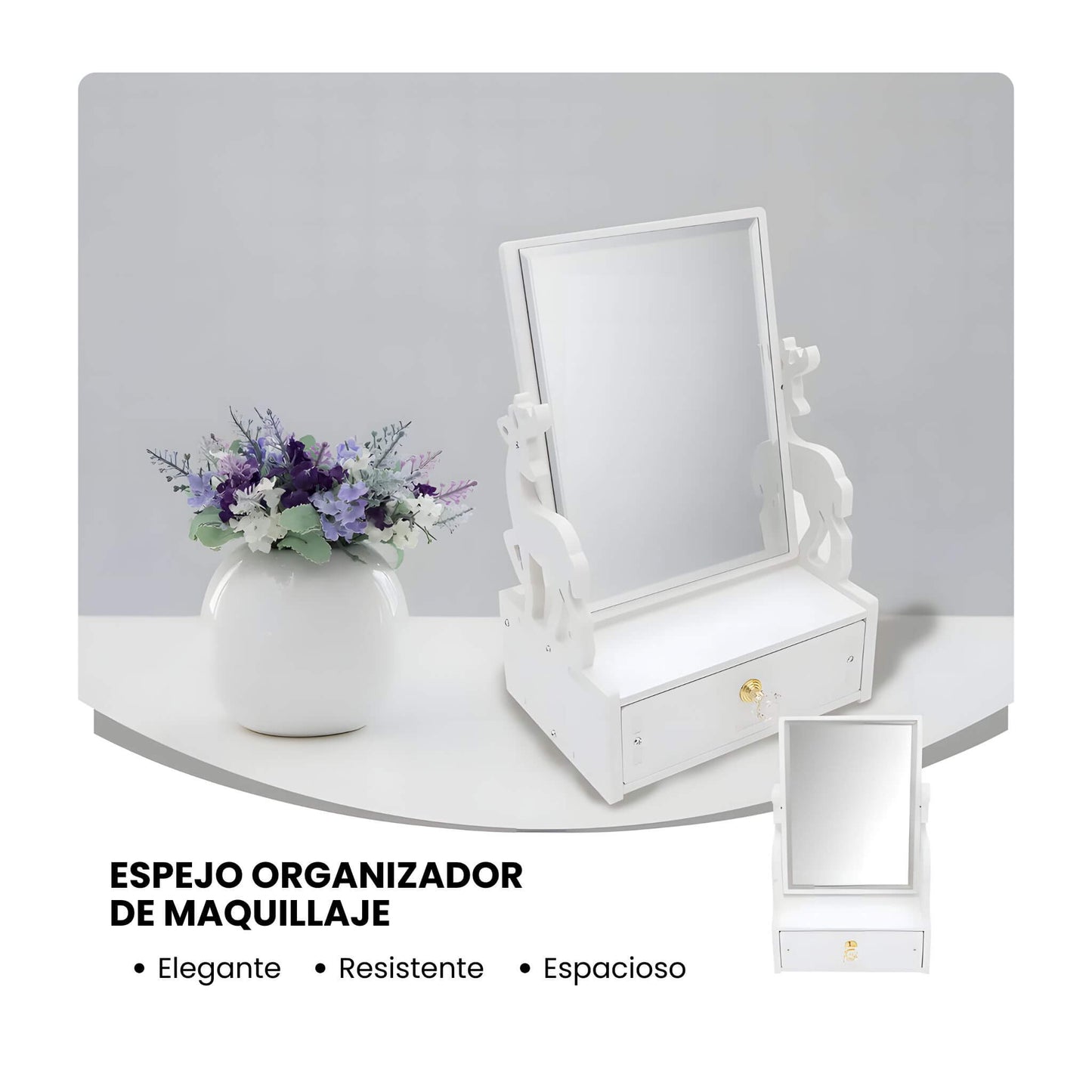 Organizador de Maquillaje Elegante con Espejo