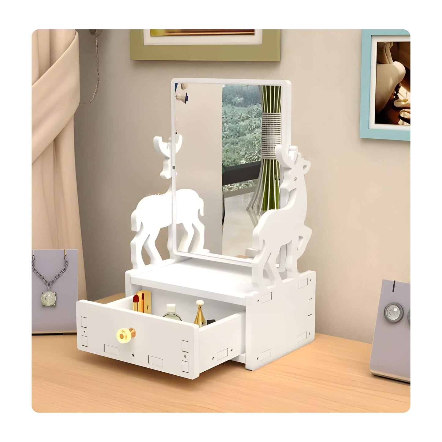Organizador de Maquillaje Elegante con Espejo